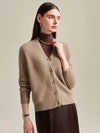 COMOBOCA 100% Cashmere Women's V-Neck Ribbed Button Cardigan