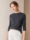 COMOBOCA DEEP GREY 100% Cashmere Women's Sweater with Built-in Collar