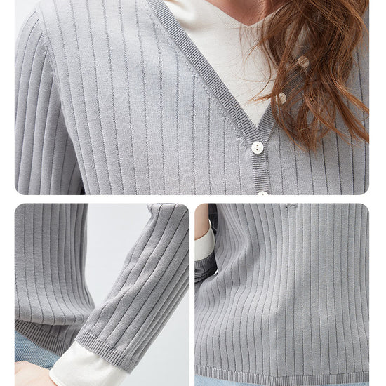 COMOBOCA Women's Layered Ribbed Knit Hooded Henley Top