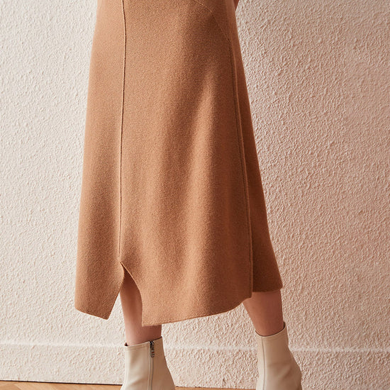 COMOBOCA 100% Cashmere Women's Split Knit Pencil Skirt