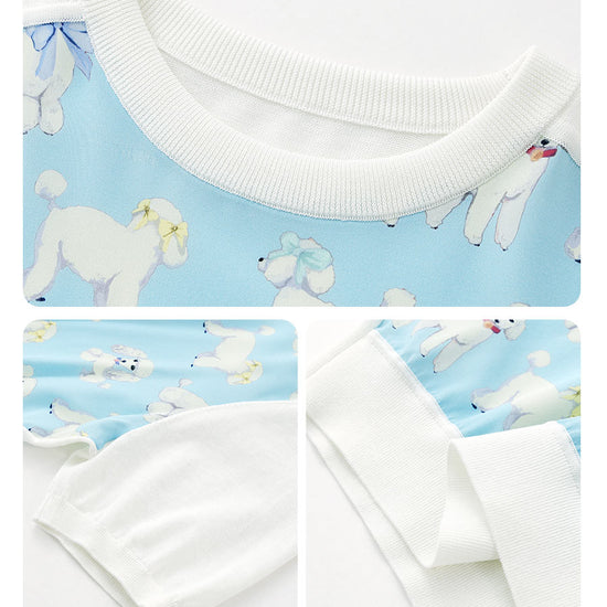 COMOBOCA Women's Mixed Print Short Sleeve Knit Top