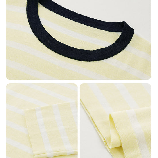 COMOBOCA Women's Stripe Round Neck Knit Sweater