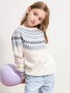 COMOBOCA 100% Wool Kids' Fair Isle Round Neck Sweater