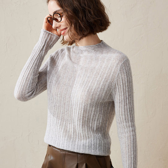 COMOBOCA Women's Ribbed Mock Neck Knit Sweater