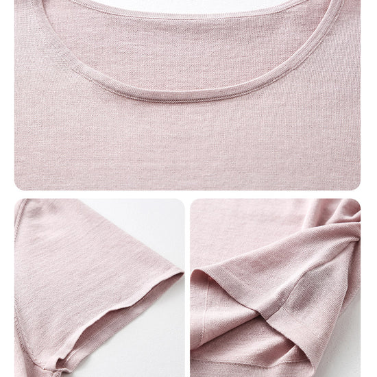 COMOBOCA Women's Round Neck Knit T-Shirt