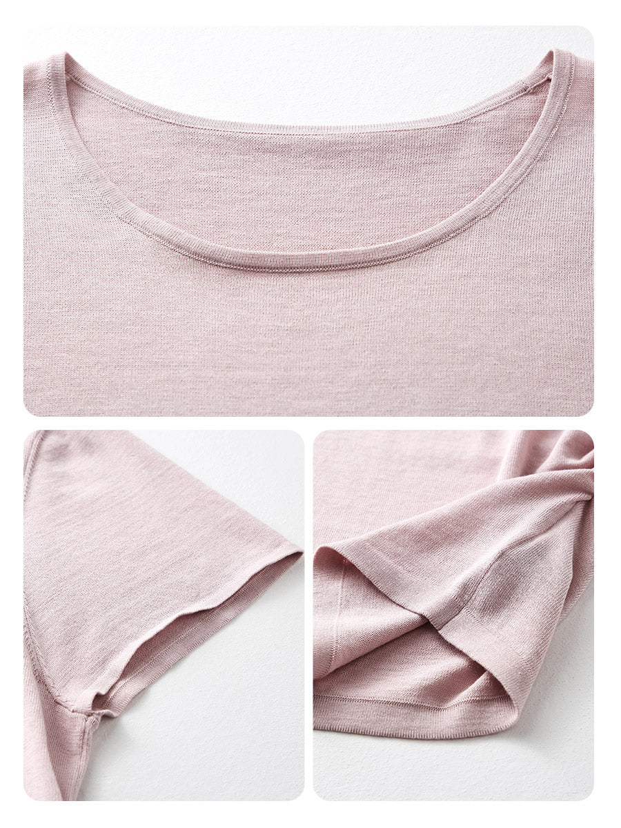 COMOBOCA Women's Round Neck Knit T-Shirt