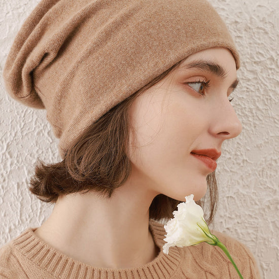 COMOBOCA 100% Cashmere Classic Slouchy Beanie