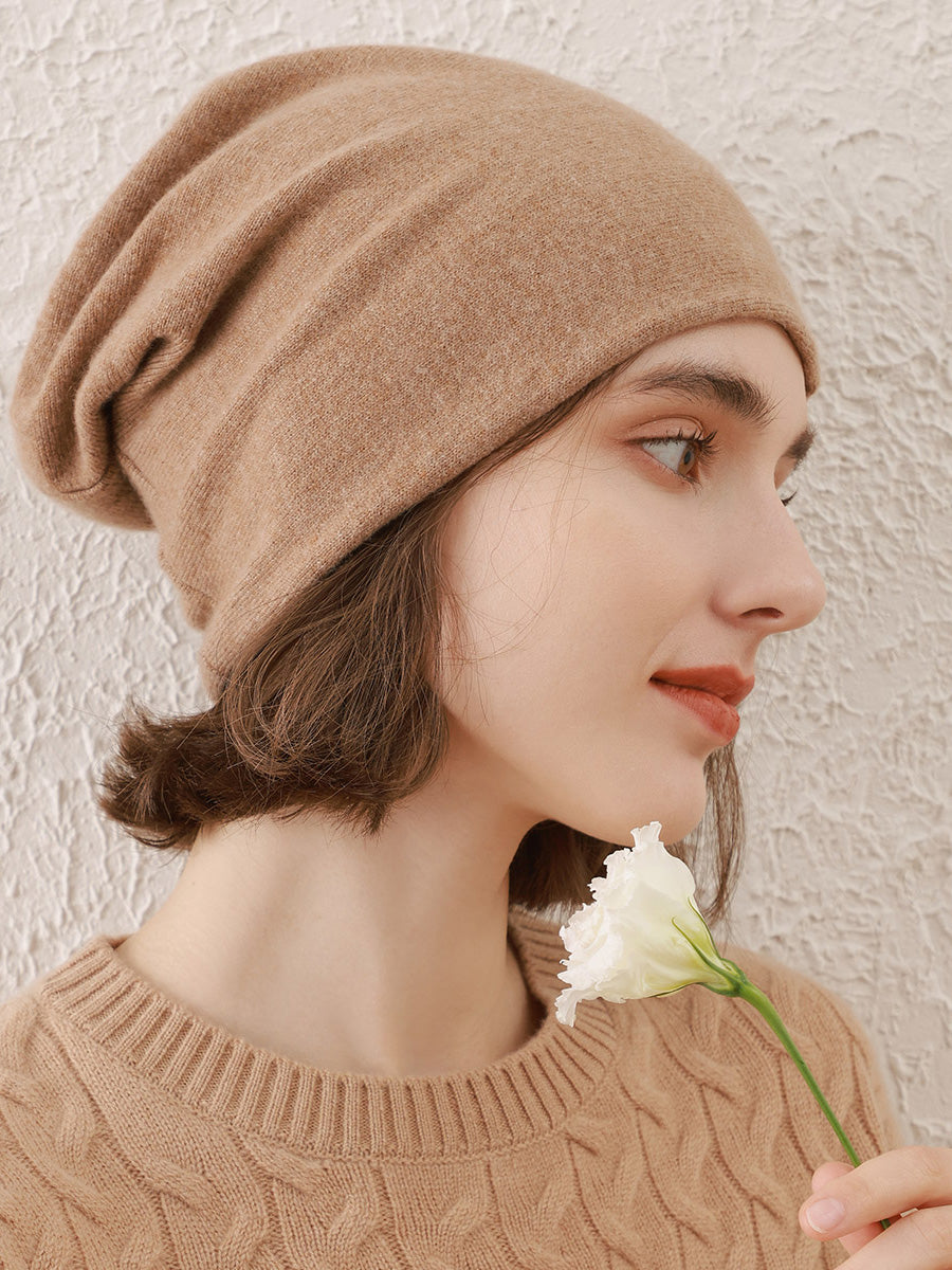 COMOBOCA 100% Cashmere Classic Slouchy Beanie