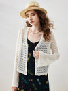 COMOBOCA Women's Bell Sleeve Lace Knit Cardigan