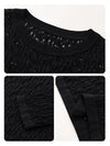 COMOBOCA Women's Openwork Round Neck Knit Sweater
