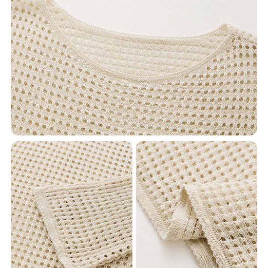 COMOBOCA Women's Sheer Mesh Knit Overpull Top