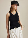 COMOBOCA Black 100% Wool Women's Sleek Ribbed Knit Tank Top