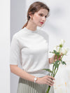 COMOBOCA Women's Short Sleeve Mock Neck Knit Sweater
