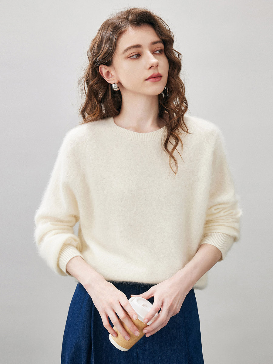 COMOBOCA Women's Wool Seamless Brushed Knit Sweater