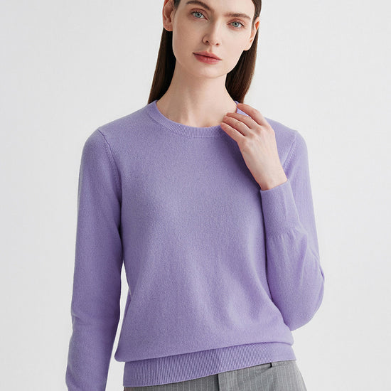 COMOBOCA Purple 100% Cashmere Women's Round Neck Sweater