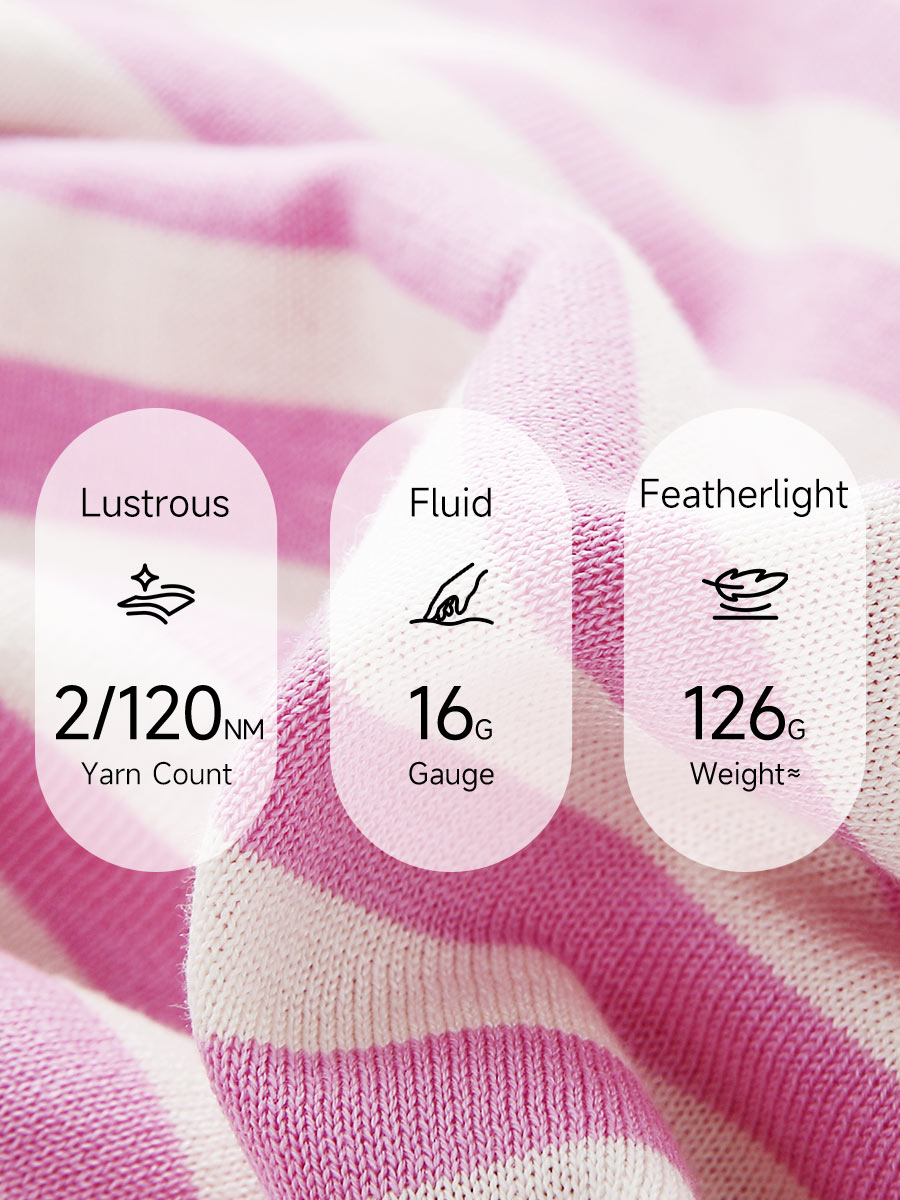 COMOBOCA Women's Striped Embroidered Pocket Knit T-Shirt