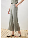 COMOBOCA Light Green Women's Elastic Waistband Crinkled Wide Leg Pants