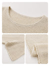 COMOBOCA Women's Openwork Round Neck Knit T-Shirt