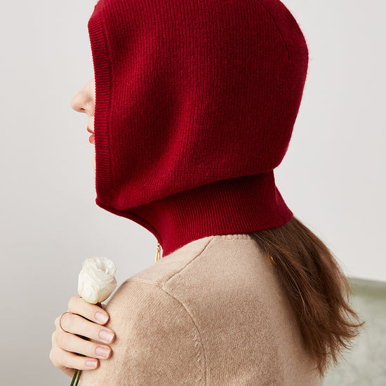 COMOBOCA 100% Cashmere Women's Zip Up Knit Hooded Neck Warmer