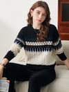 COMOBOCA 100% Wool Women's Nordic Pattern Cable Knit Sweater