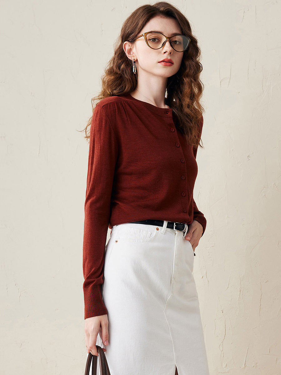 COMOBOCA Women's Classic Ribbed Button Up Cardigan