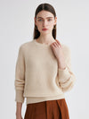 COMOBOCA 100% Cashmere Women's Ribbed Round Neck Sweater