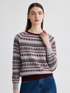 COMOBOCA 100% Cashmere Women's Fair Isle Round Neck Knit Sweater