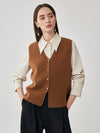 COMOBOCA 100% Wool Women's Button-Down Knit Vest