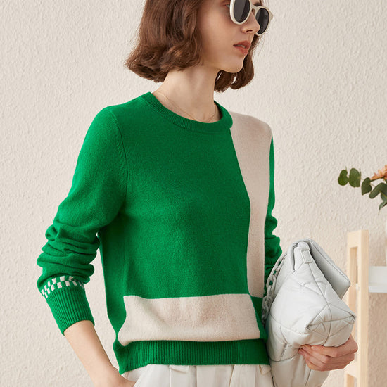 COMOBOCA 100% Cashmere Women's Round Neck Knit Sweater