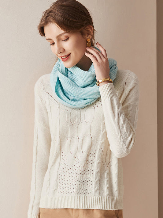 COMOBOCA LIGHT BLUE 100% Cashmere Plain All Matched Scarf