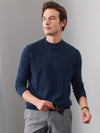 COMOBOCA DARK BLUE 100% Cashmere Men's Mock Neck Knit Sweater