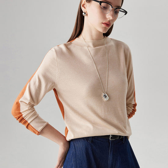 COMOBOCA Women's Reversible Color-Blocked Knit Sweater