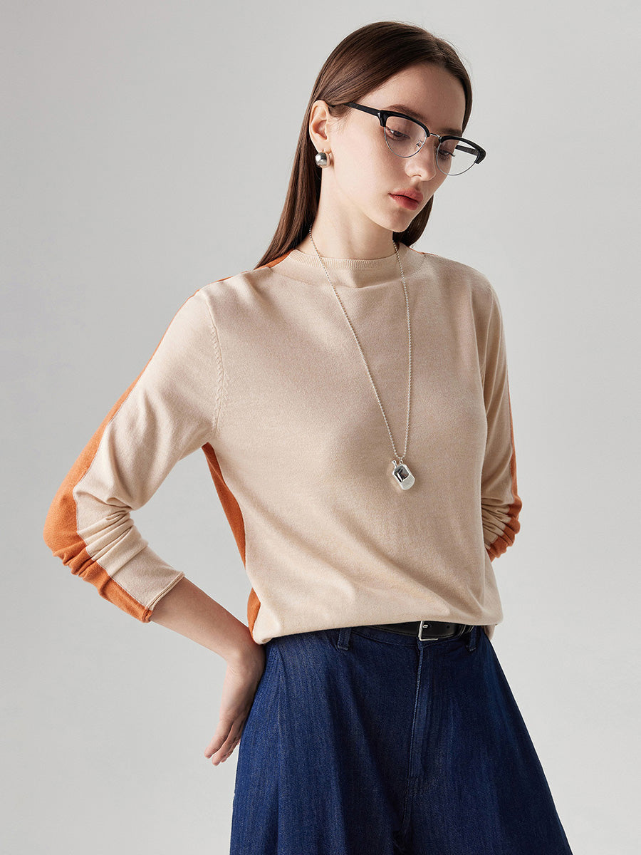 COMOBOCA Women's Reversible Color-Blocked Knit Sweater