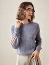COMOBOCA 100% Cashmere Women's Colorful Side Stripes Knit Sweater
