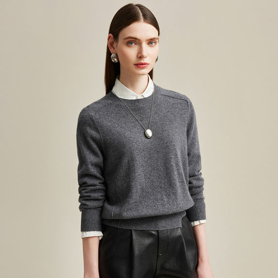 COMOBOCA Gray 100% Cashmere Soft Knit Pullover Sweater