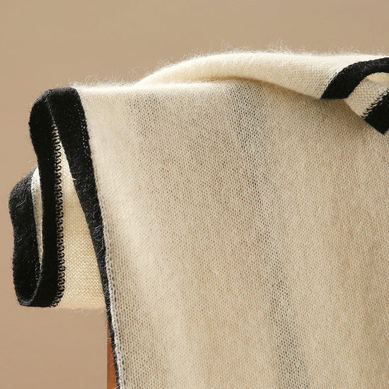 COMOBOCA 100% Cashmere Women's Striped Knit Scarf