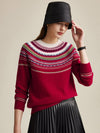 COMOBOCA 100% Wool Women's Fair Isle Sweater
