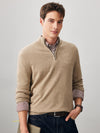 COMOBOCA 100% Cashmere Men's Half Zip Mock Neck Sweater