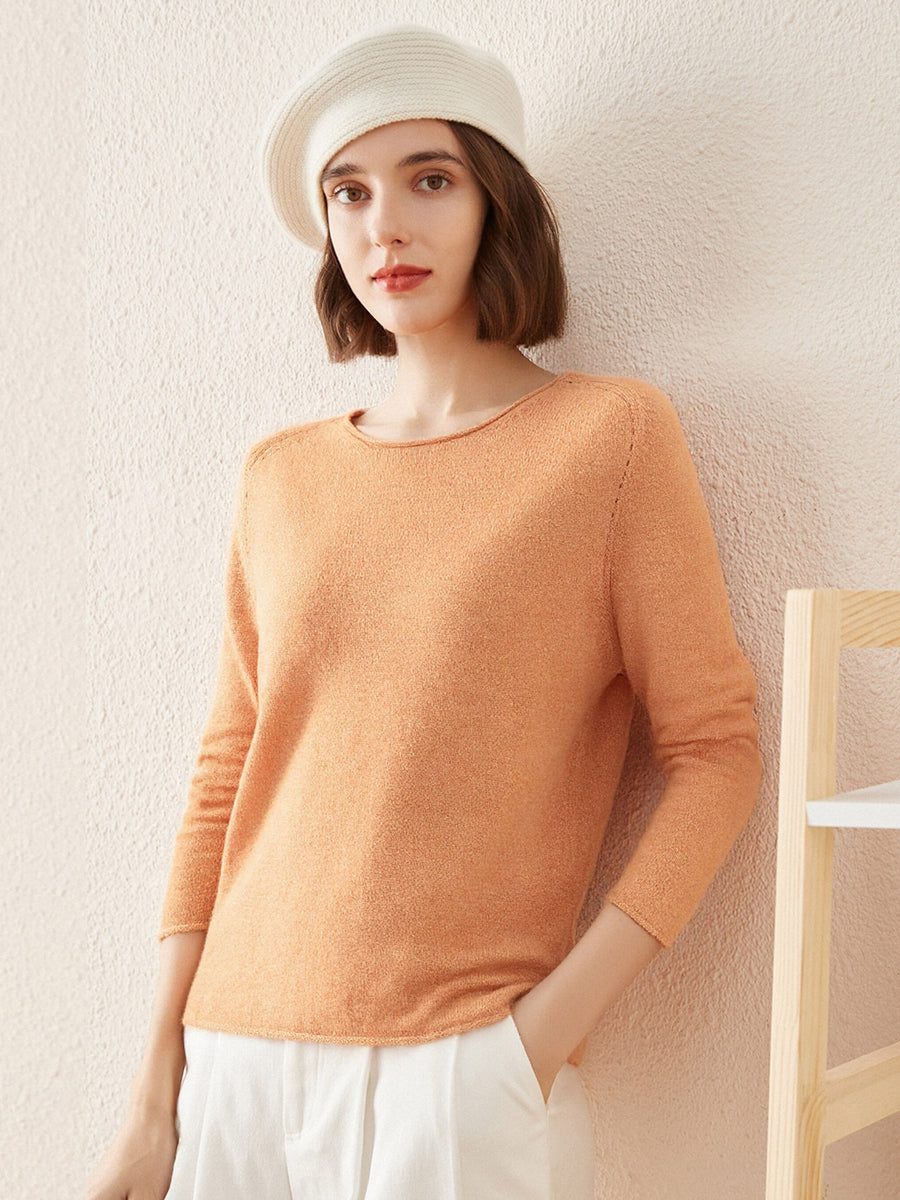 COMOBOCA 100% Cashmere Women's Loose Knit Sweater