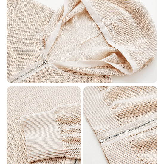 COMOBOCA Women's Sheer Mesh Hooded Zip Up Cardigan