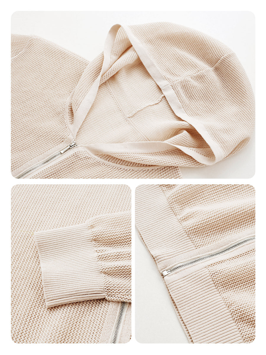 COMOBOCA Women's Sheer Mesh Hooded Zip Up Cardigan