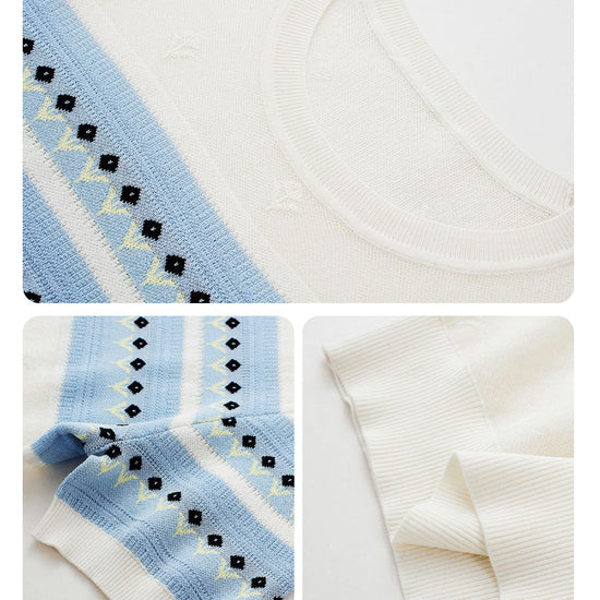 COMOBOCA Women's Fair Isle Striped Knit Top