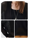 Women’s V-neck long-sleeve knit hollow-out linen-blend cardigan