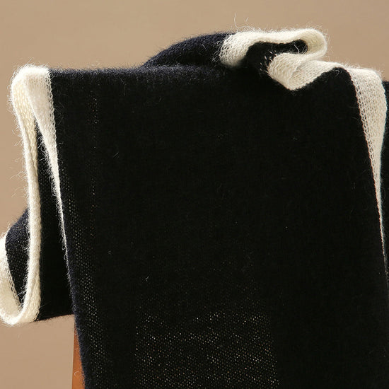 COMOBOCA 100% Cashmere Women's Striped Knit Scarf