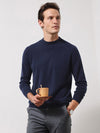 COMOBOCA NAVY BLUE 100% Cashmere Men's Mock Neck Knit Sweater