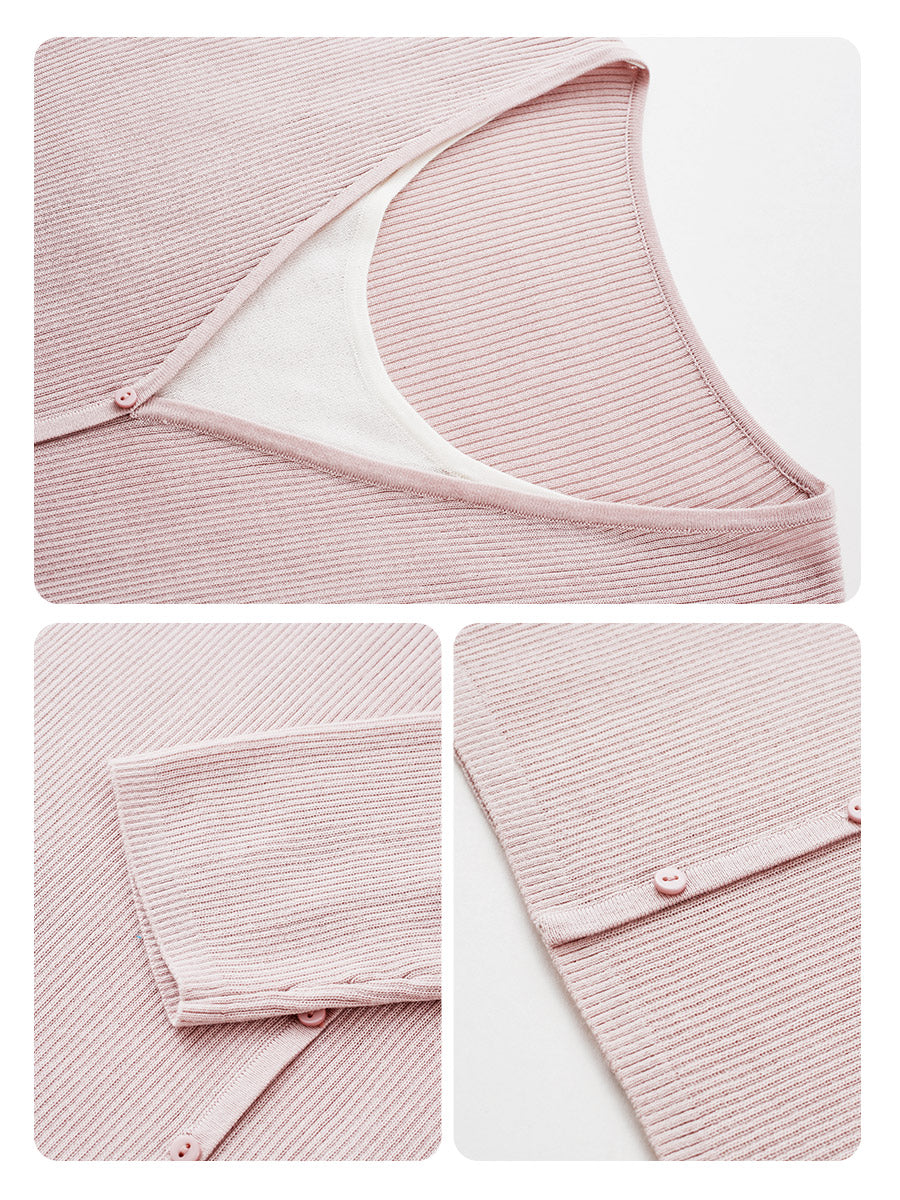 COMOBOCA Women's Ribbed Knit V-Neck Faux Cardigan