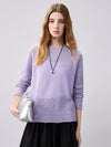COMOBOCA Purple 100% Cashmere Women's Diamond Pattern Pullover Sweater