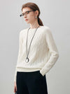 COMOBOCA 100% Cashmere Women's Cable Knit Round Neck Sweater