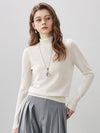 COMOBOCA 100% Wool Women's Ruffled Mock Neck Knit Sweater