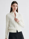 COMOBOCA 100% Cashmere Women's Cable Knit Zip Up Cardigan